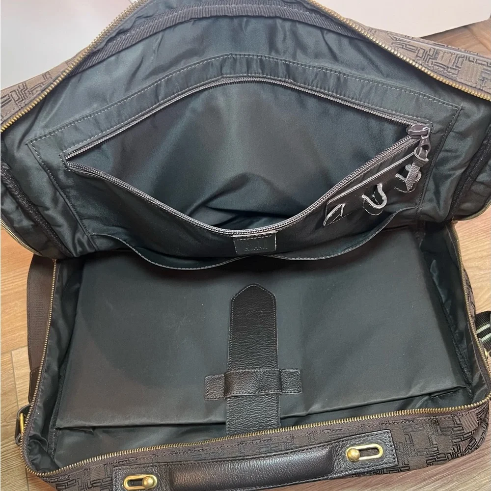 Dunhill Brown and Black Messenger Bag with Monogram Design